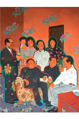 Yu Youhan, Chairman Mao in Discussion with The Peasants of Shaoshan 1999 oil on canvas 200 x 150 cm