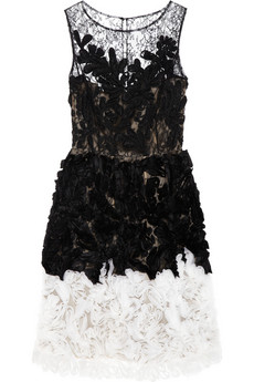 OSCAR DE LA RENTA Chantilly lace and organza dress