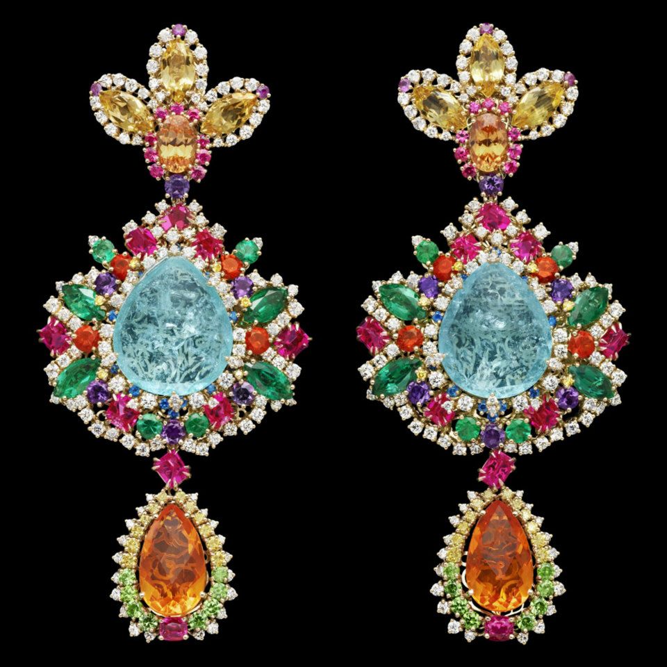  Boucles d'oreilles Dear Dior "Dentelle Chantilly Multicolore"