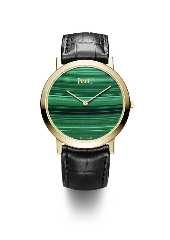 Altiplano 38mm Cadran Pierre Dure en or jaune, cadran en malachite, mouvement mécanique