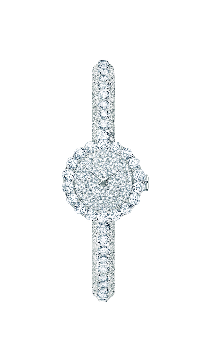 La mini D de Dior «HAUTE JOAILLERIE» 21 mm quartz - Or blanc et diamants