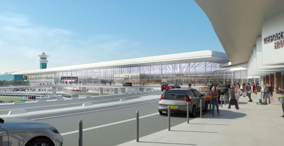 Le nouveau bâtiment transparent, temple des commerces et des services, reliera Orly Ouest et Orly Sud