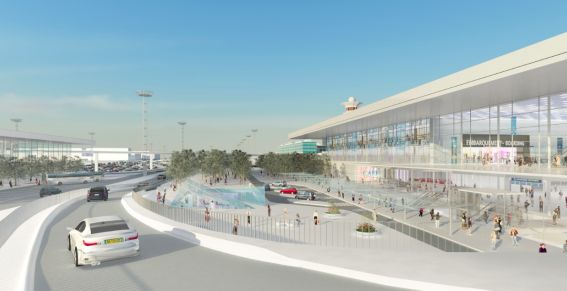 Le nouveau bâtiment transparent, temple des commerces et des services, reliera Orly Ouest et Orly Sud