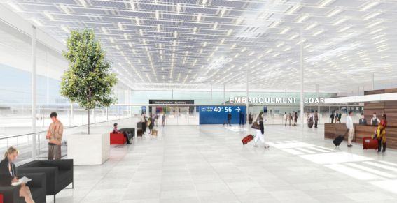 Le nouveau bâtiment transparent, temple des commerces et des services, reliera Orly Ouest et Orly Sud