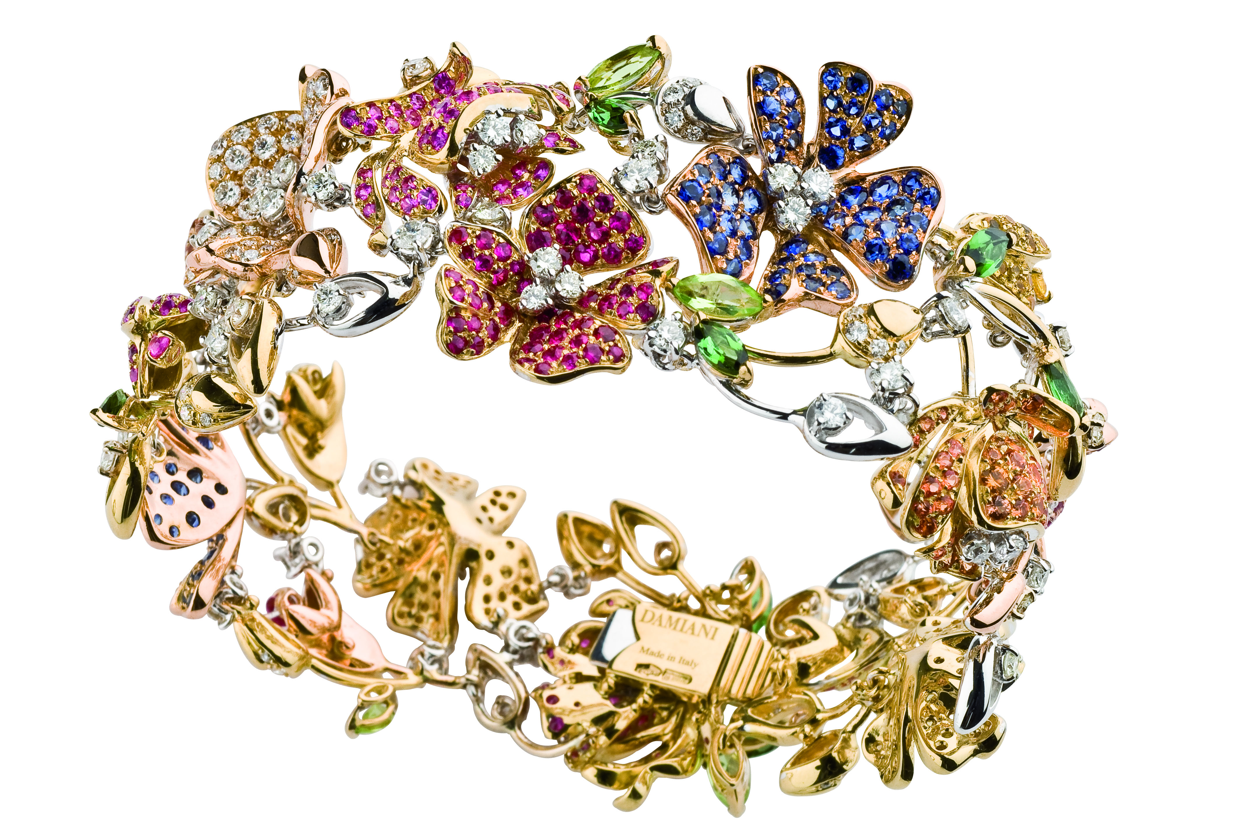 SPRINGTIME bracelet, gold diamonds, pink sapphires, peridots, tourmaline,citrine 2