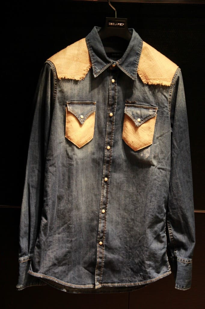 blouson fifties en denim et cuir, 1240 euros