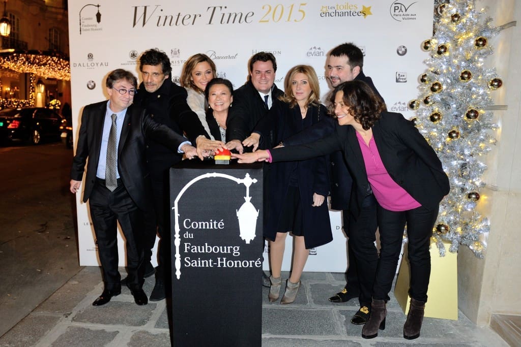 Benjamin Cymerman, Pascal Elbe, Sandrine Quetier, Claude Lienhard, Amanda Sthers et Gisele Tsobanian participent au lancement de la Tombola Winter Time 2015 a l'hôtel Bristol a Paris, France le 26 Novembre 2015. Photo by Aurore Marechal/ABACAPRESS.COM