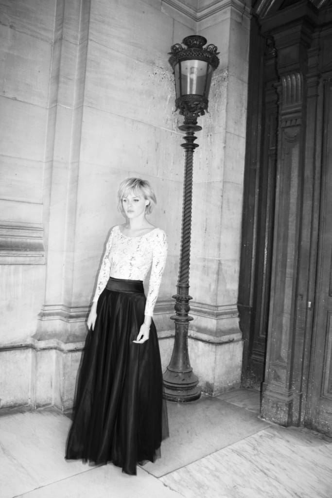 Fête impériale : body imprimé et long tutu noir, 180 et 420 euros.