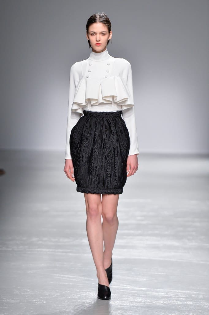 Guy Laroche, Female model catwalking during the Paris womenswear fashion shows, winter 2016 - 2017, Women ready to wear, France