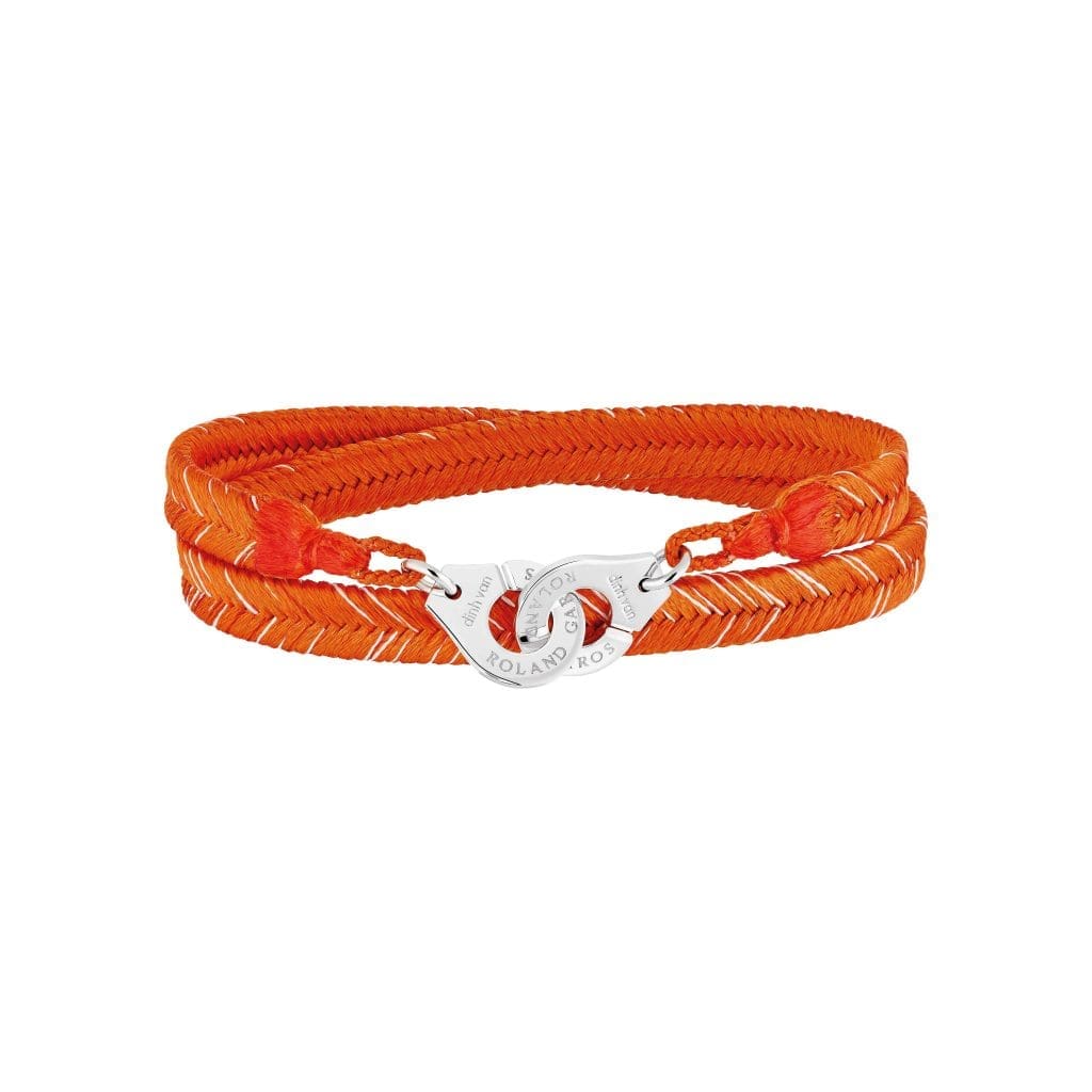 RG16 - Bracelet tisse main Roland-Garros par Dinh Van - menottes Dinh Van R12 en argent - coloris Terre battue - 280e