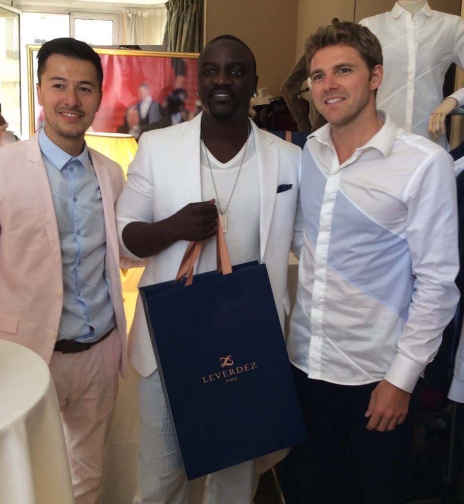 Mathieu Lo Ying Ping designer, Akon et Brice Leverdez. Suite DPA/Carlton. Festival de Cannes 2016.